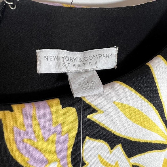 NEW! New York & Co Art Deco Floral Sheath Dress XL Purple Gold Sleeveless $70 - Picture 5 of 6